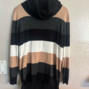 Cable & Gauge Multicolor Cowl Neck Sweater